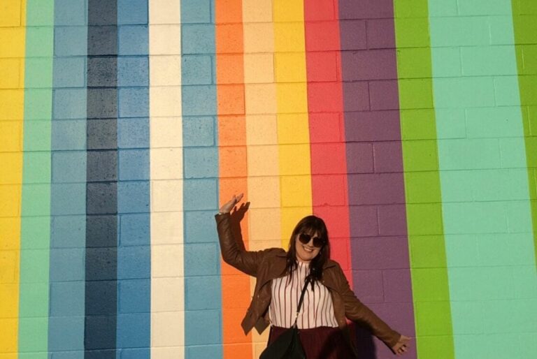 bright striped wall street art