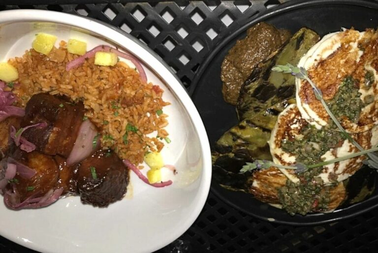 two plates of mexican food