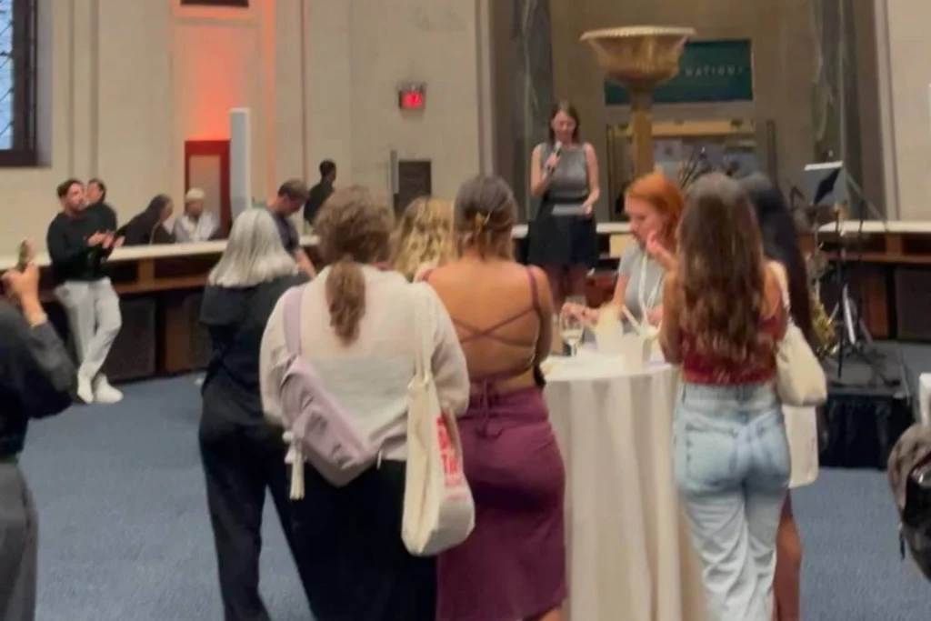 Women networking at a travel creator event, capturing the influence of community, collaboration, and shared values in the female travel space.