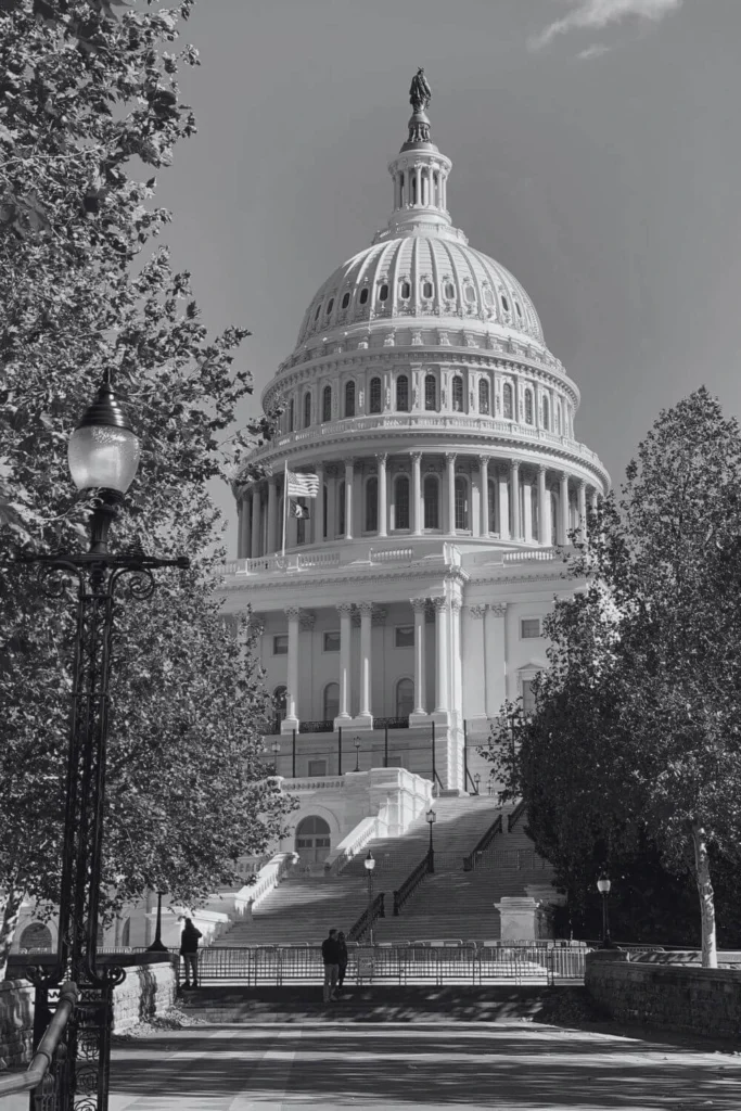 black & white USA Capitol