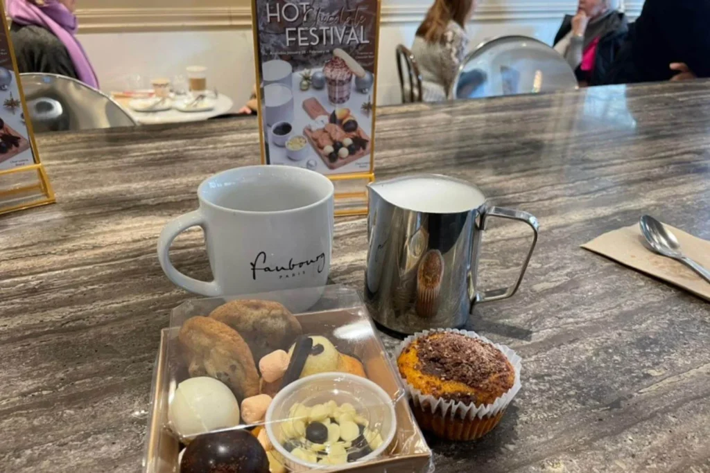 Hot chocolate flight and desserts at the Vancouver Hot Chocolate Festival during winter.