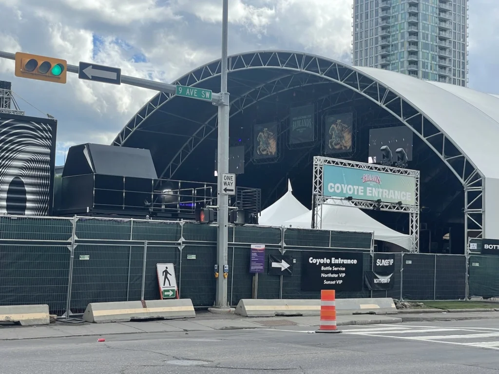Entrance to the Badlands Music Festival venue during the Calgary Stampede in downtown Calgary